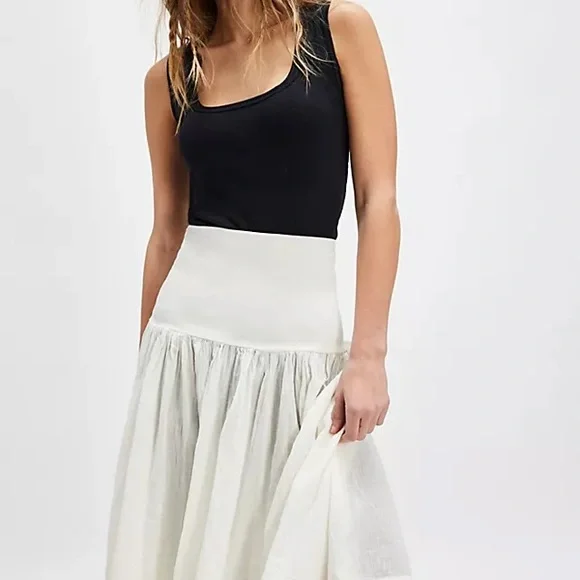 Free People Cream A-Line Skirt - Picture 1 of 9